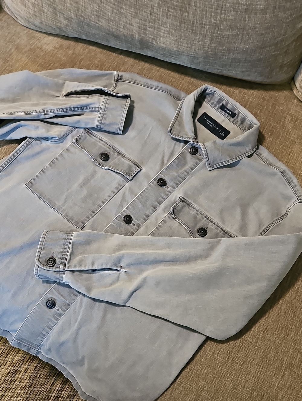 Abercrombie & Fitch Vintage Gray Jacket  Button-Front 0193